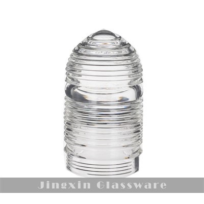 Couvercle de lampe en verre nervuré transparent